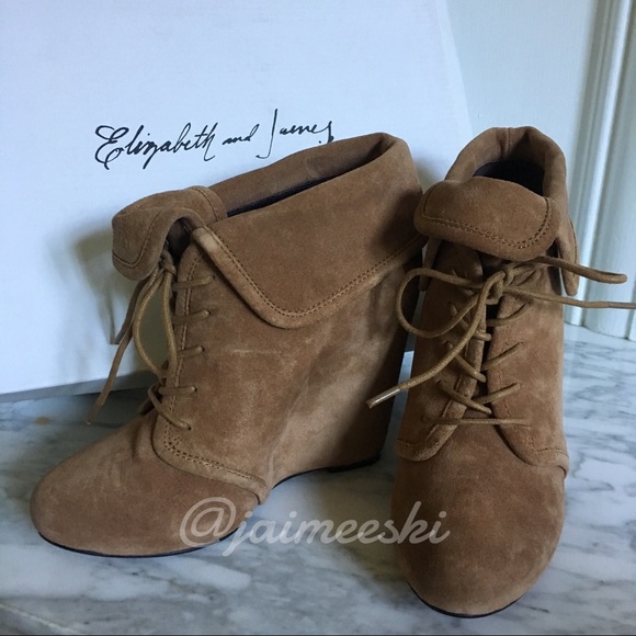 Elizabeth and James Shoes - ELIZABETH AND JAMES P-Minor Suede Mocha Wedge Boot